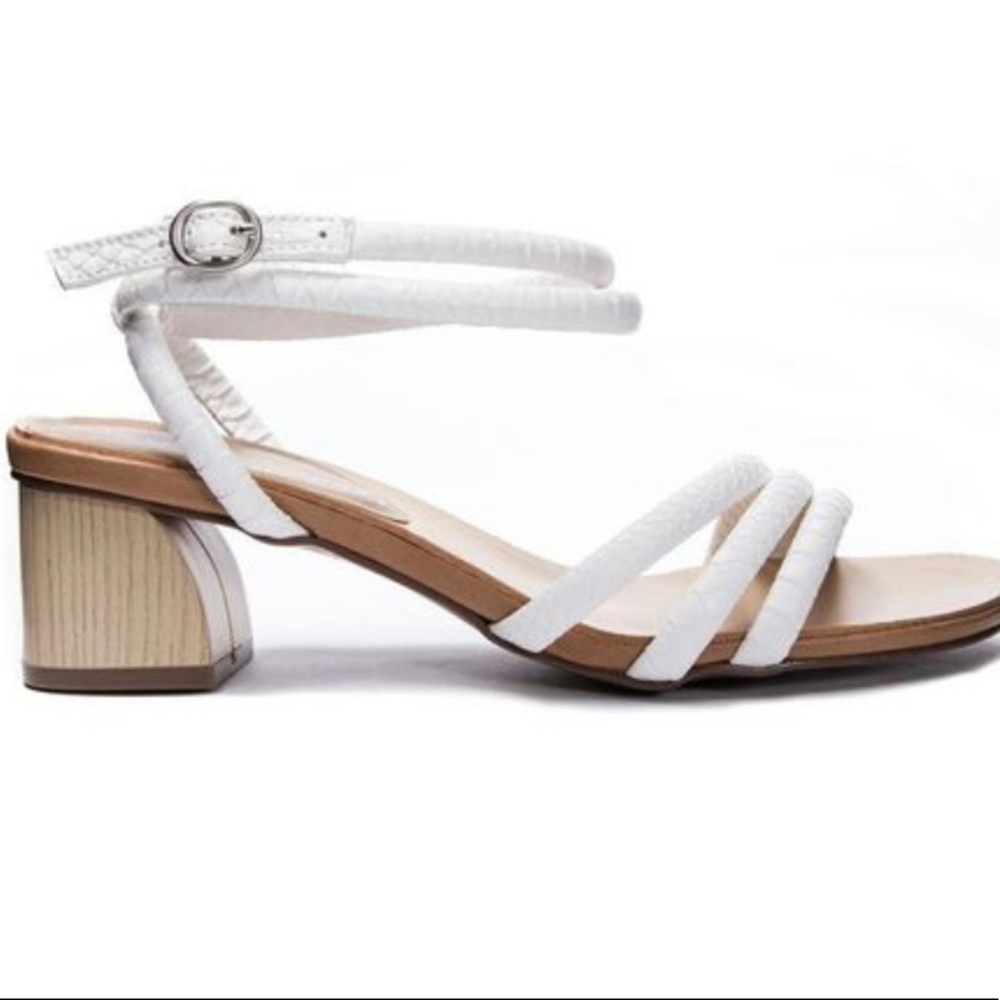 White ankle wrap sandal